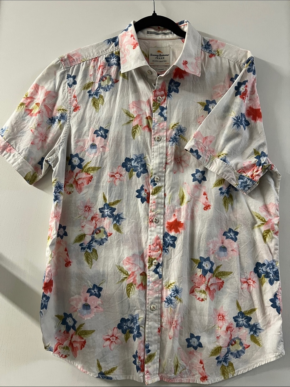 Tommy Bahama White Short-Sleeve Floral Button-Down Shirt